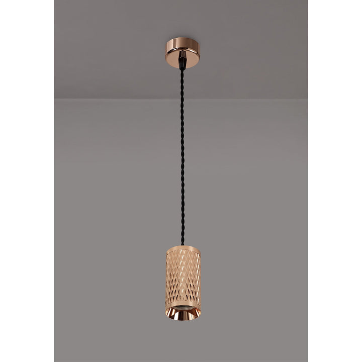 Nelson Lighting NLK02099 Silence 1 Light 30cm Pendant Light Rose Gold/Sand Black