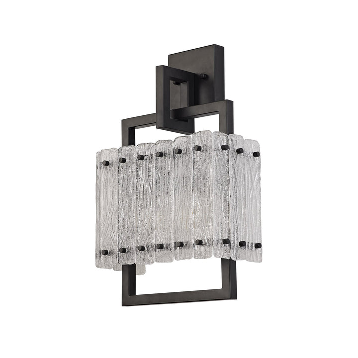 Nelson Lighting NL76879 Sorrel Wall Lamp 2 Light Matt Black/Crystal Sand Glass