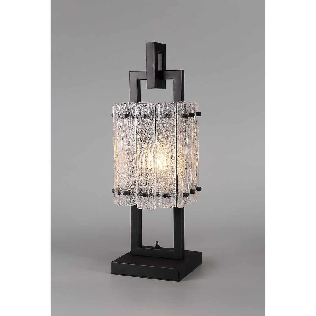 Nelson Lighting NL76889 Sorrel Table Lamp 1 Light Matt Black/Crystal Sand Glass