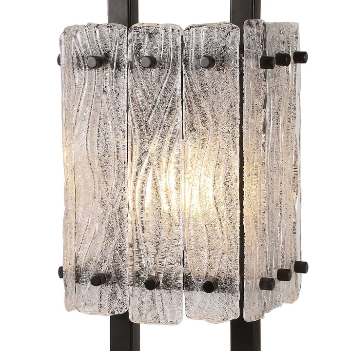 Nelson Lighting NL76889 Sorrel Table Lamp 1 Light Matt Black/Crystal Sand Glass