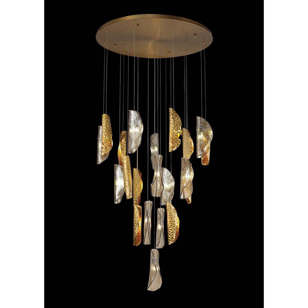 Nelson Lighting NL78619 Taki Pendant 5M 21 Light Brass/Copper & Cognac Glass