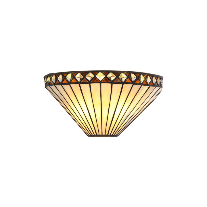 Nelson Lighting NL72619 Tink Tiffany Wall Lamp 2Lamp Amber/Cream/Crystal
