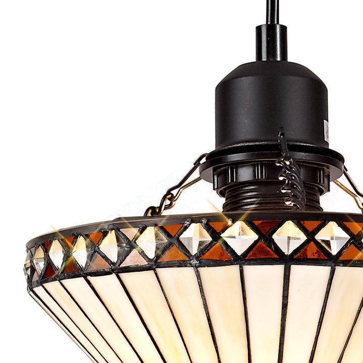 Nelson Lighting NLK02169 Tink 1 Light Up Lighter Pendant With 30cm Tiffany Shade Amber/Chrome/Crystal/Black