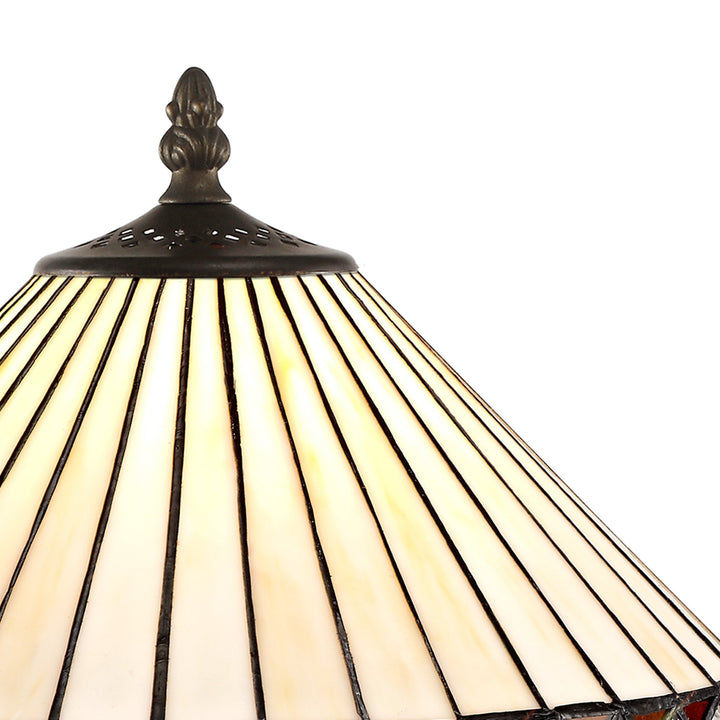 Nelson Lighting NLK02199 | Tink 1 Light Octagonal Table Lamp | Tiffany Shade | Amber/Chrome/Antique Brass