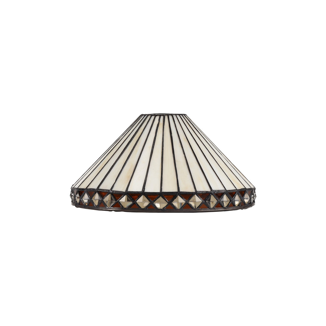 Nelson Lighting NLK02199 | Tink 1 Light Octagonal Table Lamp | Tiffany Shade | Amber/Chrome/Antique Brass