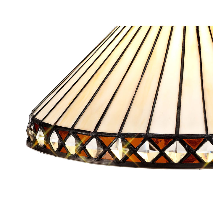 Nelson Lighting NLK02199 | Tink 1 Light Octagonal Table Lamp | Tiffany Shade | Amber/Chrome/Antique Brass