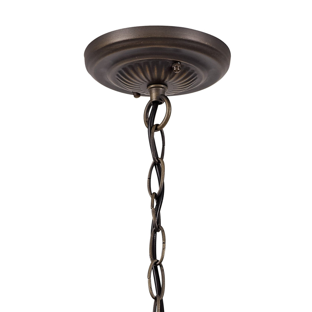 Nelson Lighting NLK02209 Tink 1 Light Down Lighter Pendant With 30cm Tiffany Shade Amber/Chrome/Antique Brass