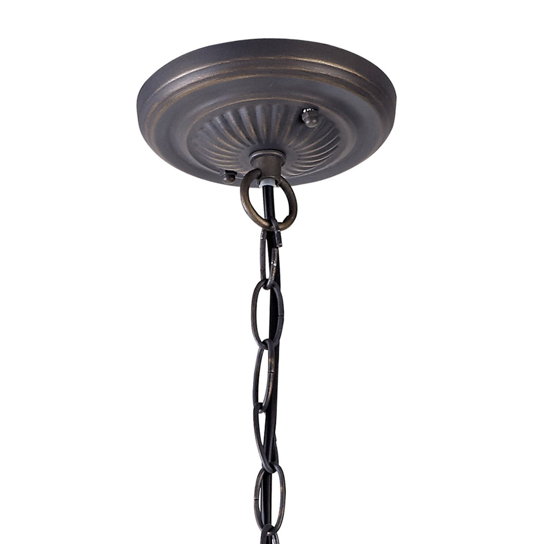 Nelson Lighting NLK02219 Tink 2 Light Down Lighter Pendant With 30cm Tiffany Shade Amber/Chrome/Antique Brass