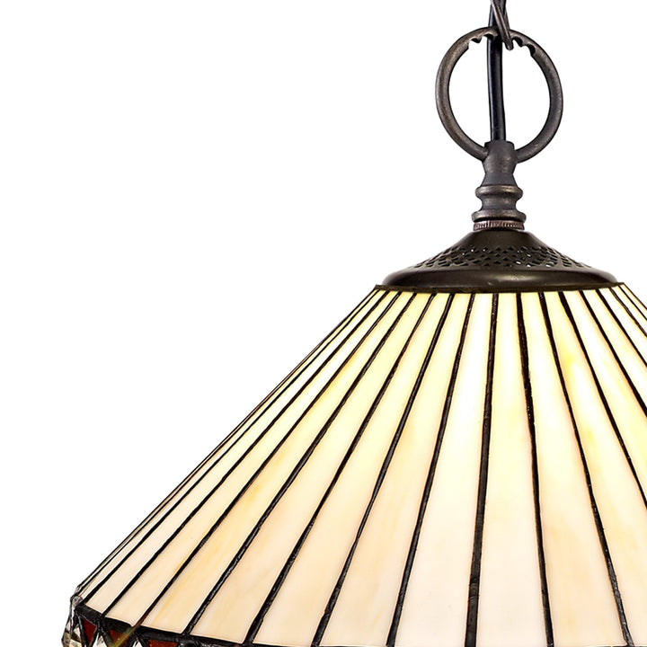 Nelson Lighting NLK02219 Tink 2 Light Down Lighter Pendant With 30cm Tiffany Shade Amber/Chrome/Antique Brass