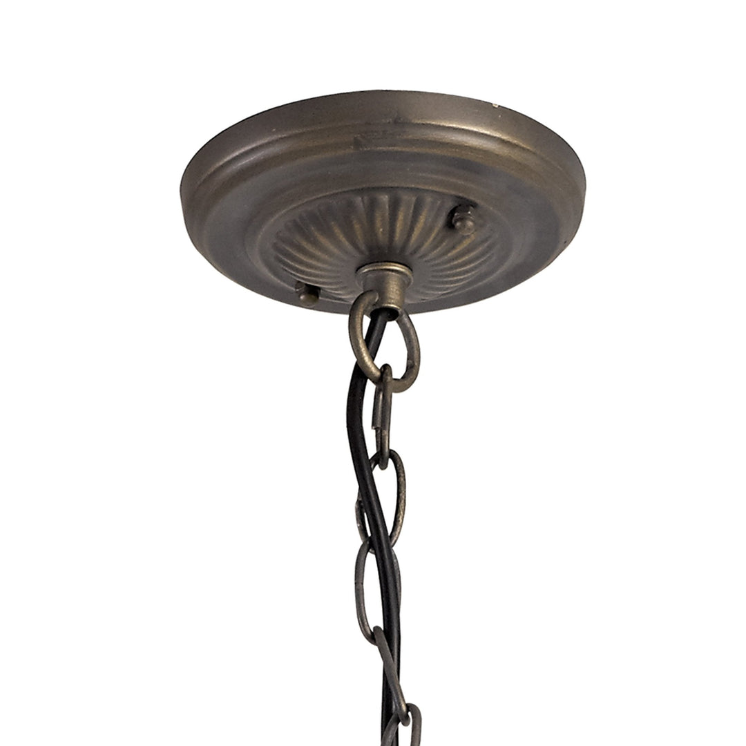 Nelson Lighting NLK02229 Tink 3 Light Down Lighter Pendant With 30cm Tiffany Shade Amber/Chrome/Antique Brass