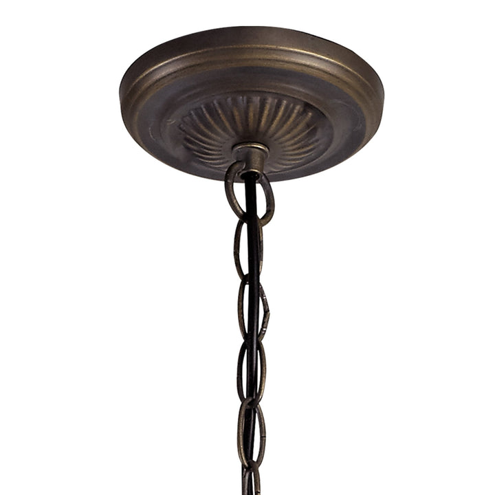 Nelson Lighting NLK02259 Tink 2 Light Up Lighter Pendant With 30cm Tiffany Shade Amber/Chrome/Antique Brass