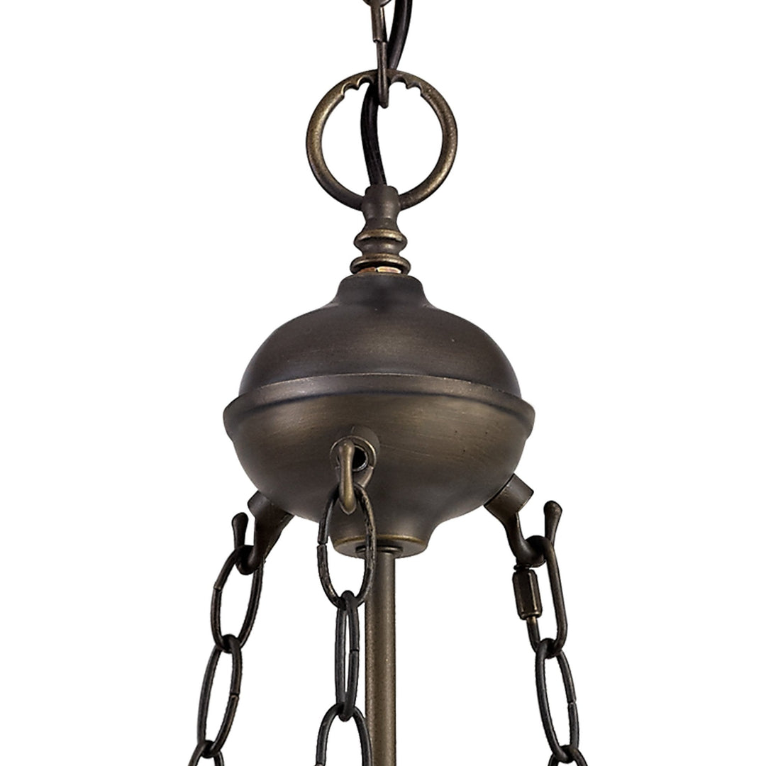 Nelson Lighting NLK02259 Tink 2 Light Up Lighter Pendant With 30cm Tiffany Shade Amber/Chrome/Antique Brass