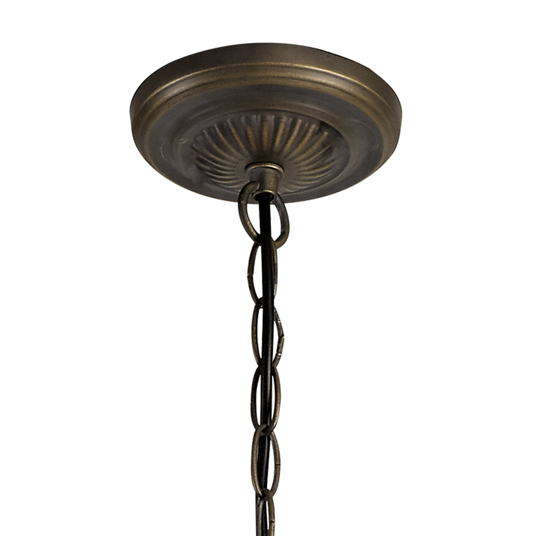 Nelson Lighting NLK02269 Tink 3 Light Up Lighter Pendant With 30cm Tiffany Shade Amber/Chrome/Antique Brass