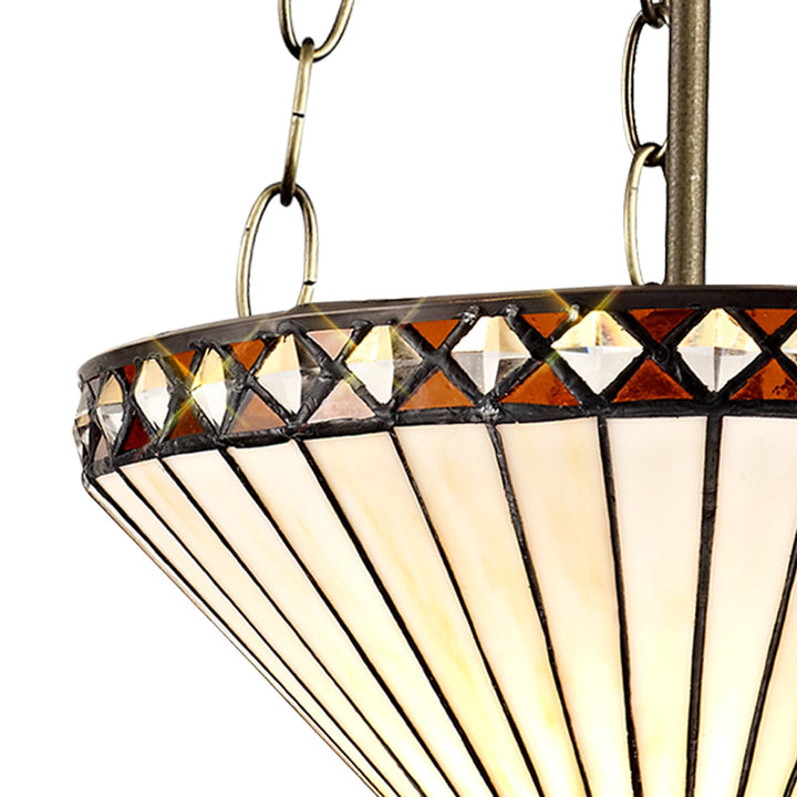 Nelson Lighting NLK02269 Tink 3 Light Up Lighter Pendant With 30cm Tiffany Shade Amber/Chrome/Antique Brass