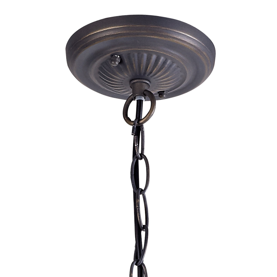 Nelson Lighting NLK02309 Tink 1 Light Down Lighter Pendant With 40cm Tiffany Shade Amber/Chrome/Antique Brass