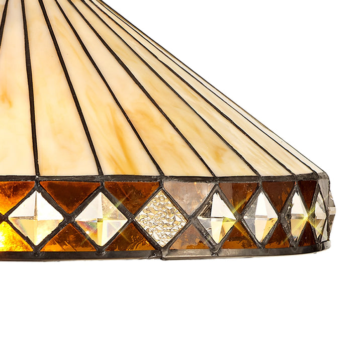 Nelson Lighting NLK02309 Tink 1 Light Down Lighter Pendant With 40cm Tiffany Shade Amber/Chrome/Antique Brass