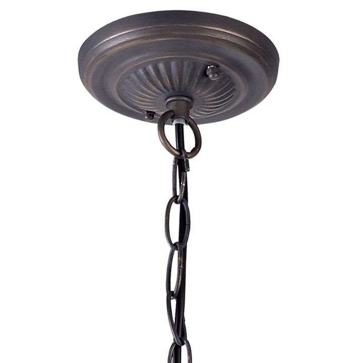 Nelson Lighting NLK02319 Tink 2 Light Down Lighter Pendant With 40cm Tiffany Shade Amber/Chrome/Antique Brass