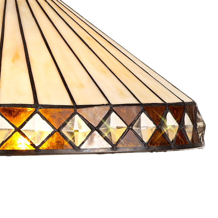 Nelson Lighting NLK02319 Tink 2 Light Down Lighter Pendant With 40cm Tiffany Shade Amber/Chrome/Antique Brass