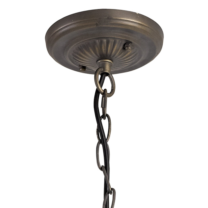 Nelson Lighting NLK02329 Tink 3 Light Down Lighter Pendant With 40cm Tiffany Shade Amber/Chrome/Antique Brass