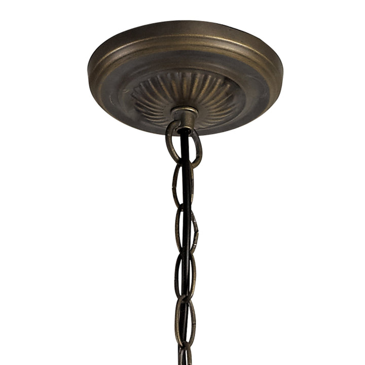 Nelson Lighting NLK02349 Tink 3 Light Up Lighter Pendant With 40cm Tiffany Shade Amber/Chrome/Antique Brass