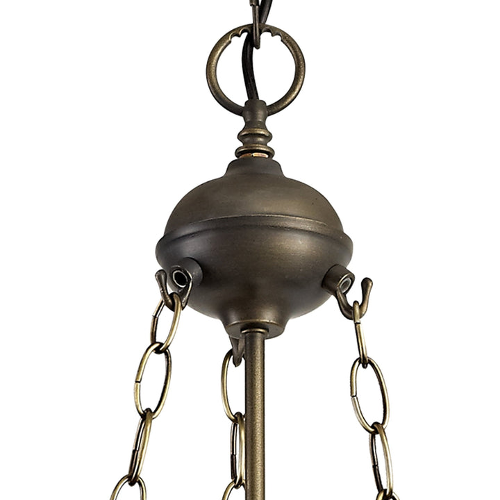 Nelson Lighting NLK02349 Tink 3 Light Up Lighter Pendant With 40cm Tiffany Shade Amber/Chrome/Antique Brass