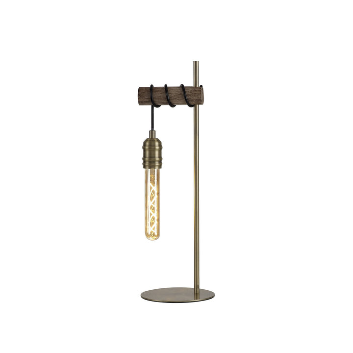 Nelson Lighting NL77499 Tuba Table Lamp 1 Light Medium Oak/Antique Brass