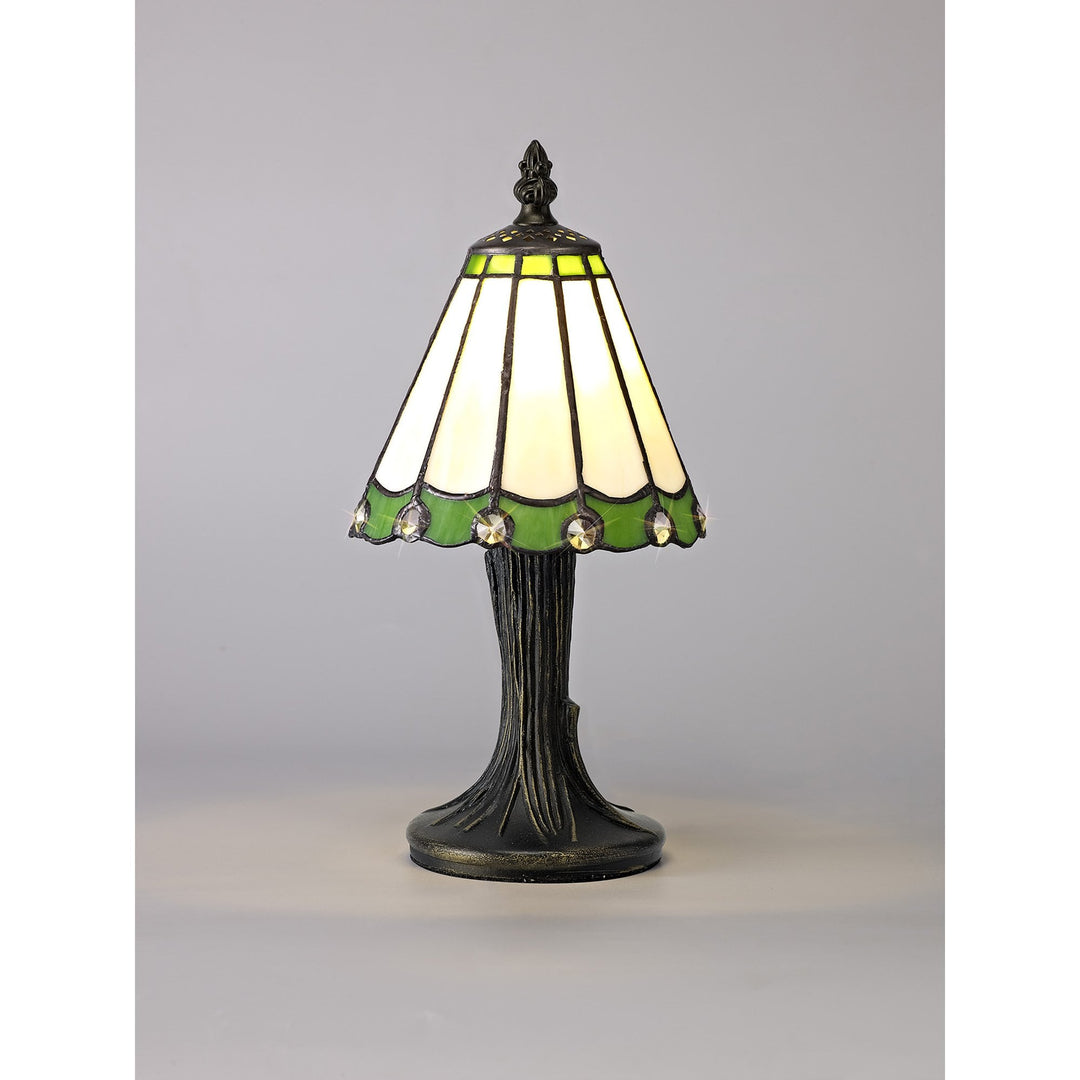 Nelson Lighting NL72259 Umbrian Tiffany Table Lamp Cream/Green/Clear Crystal Shade