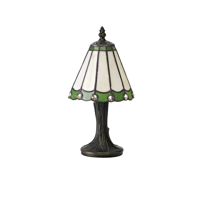 Nelson Lighting NL72259 Umbrian Tiffany Table Lamp Cream/Green/Clear Crystal Shade