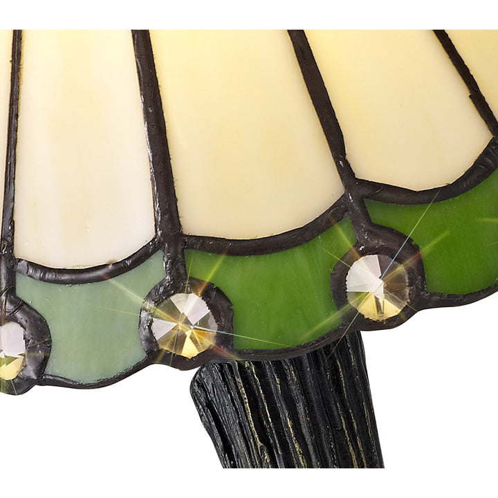 Nelson Lighting NL72259 Umbrian Tiffany Table Lamp Cream/Green/Clear Crystal Shade