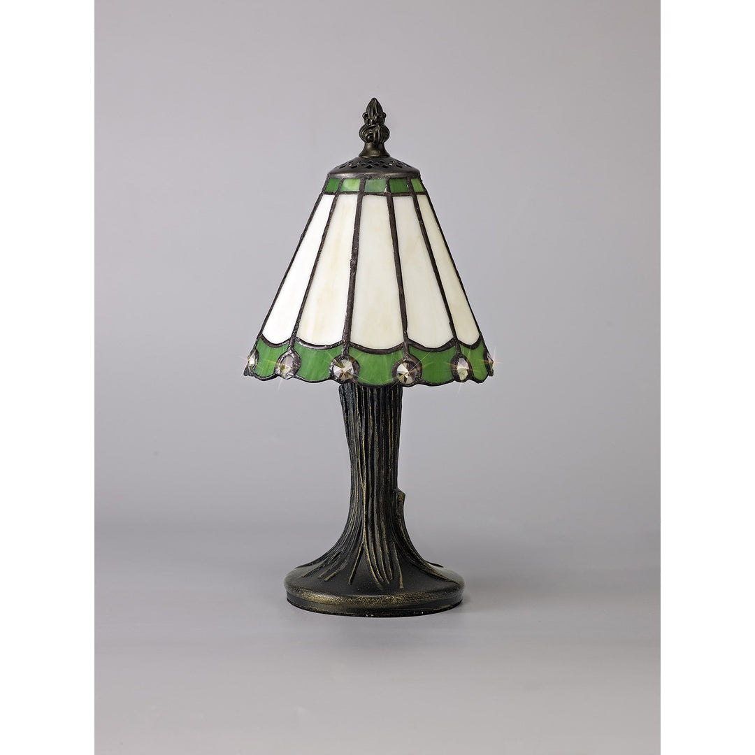 Nelson Lighting NL72259 Umbrian Tiffany Table Lamp Cream/Green/Clear Crystal Shade