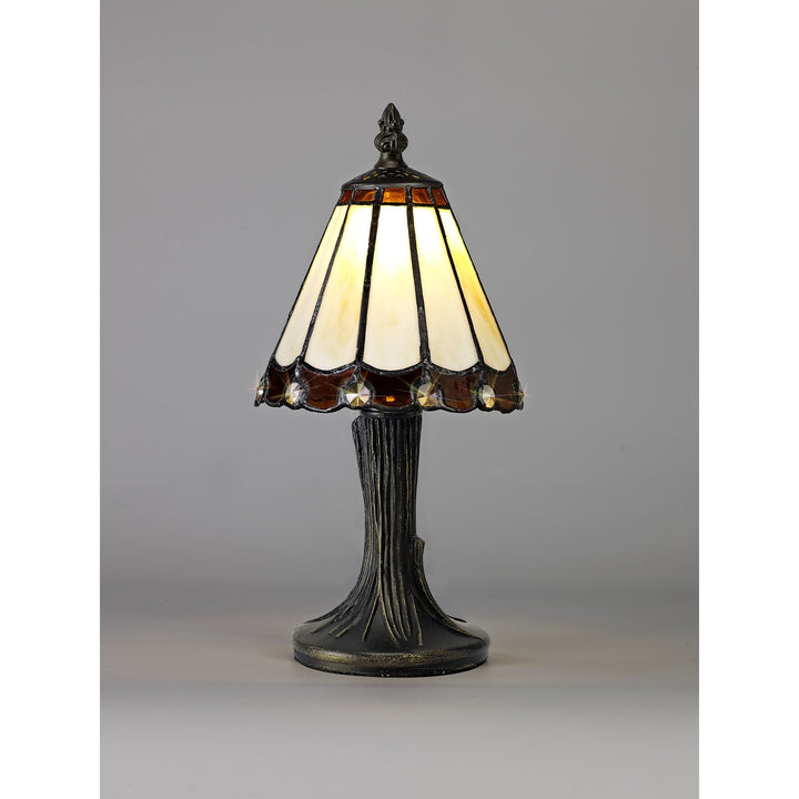 Nelson Lighting NL72319 Umbrian Tiffany Table Lamp Cream/Brown/Clear Crystal Shade