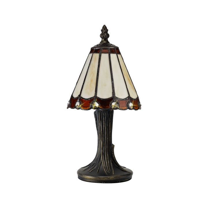 Nelson Lighting NL72319 Umbrian Tiffany Table Lamp Cream/Brown/Clear Crystal Shade