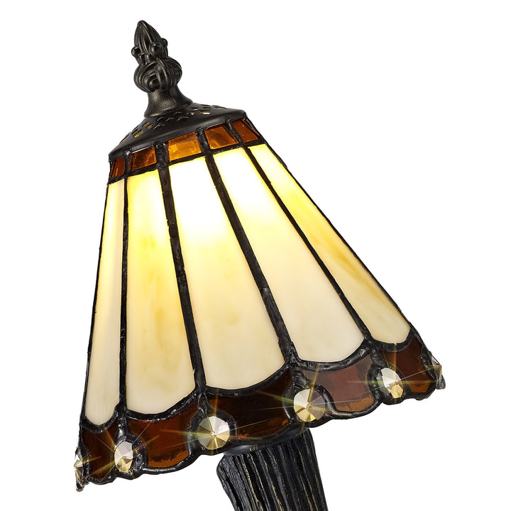 Nelson Lighting NL72319 Umbrian Tiffany Table Lamp Cream/Brown/Clear Crystal Shade