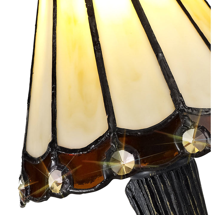 Nelson Lighting NL72319 Umbrian Tiffany Table Lamp Cream/Brown/Clear Crystal Shade