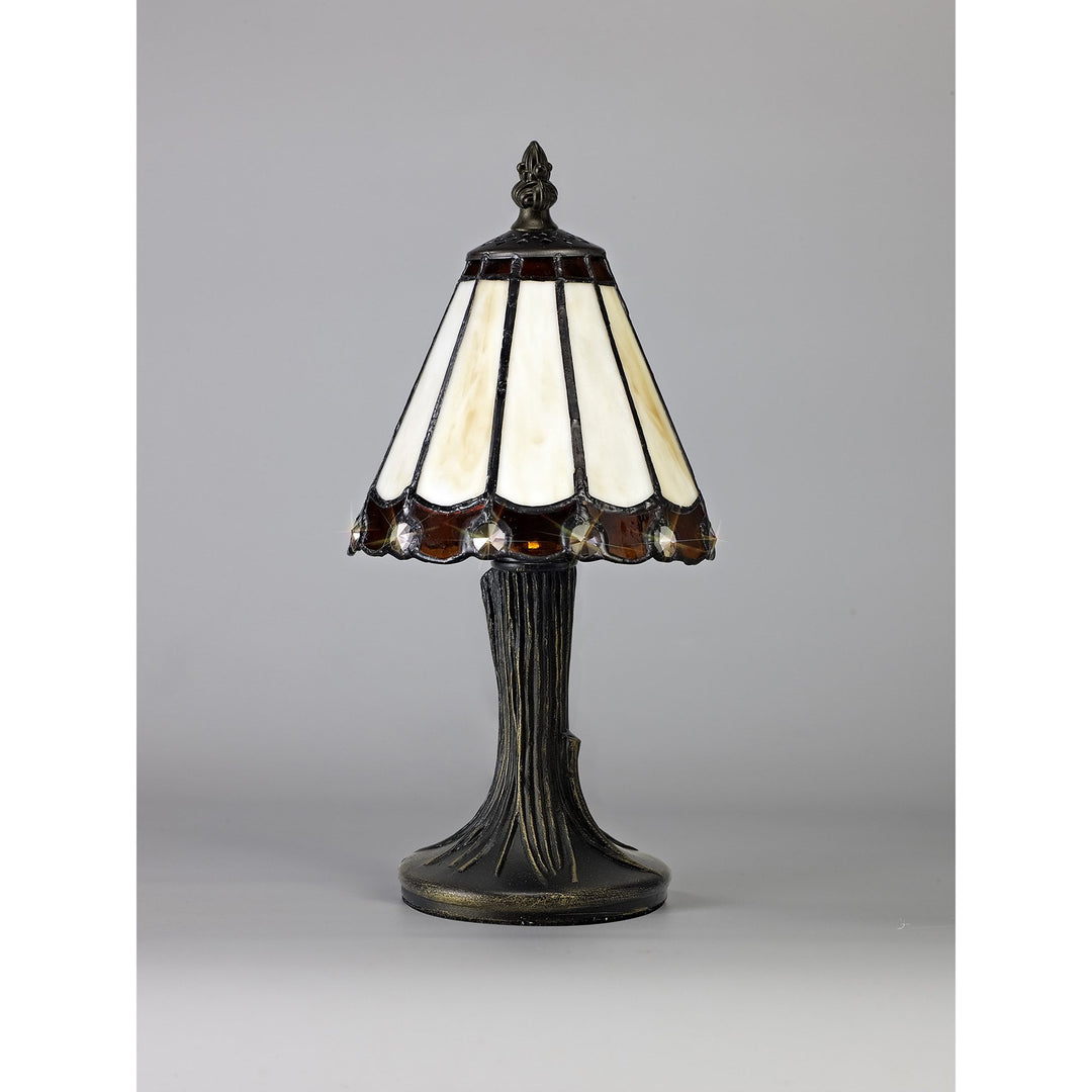 Nelson Lighting NL72319 Umbrian Tiffany Table Lamp Cream/Brown/Clear Crystal Shade
