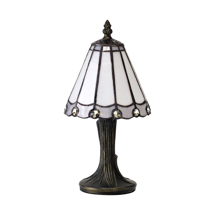Nelson Lighting NL72349 Umbrian Tiffany Table Lamp White/Grey/Clear Crystal Shade
