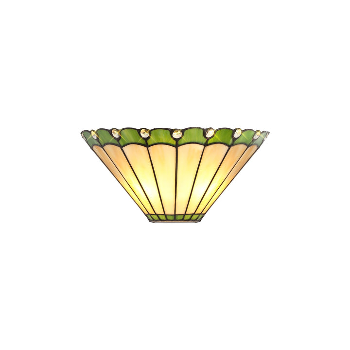 Nelson Lighting NL72429 Umbrian Tiffany Wall Lamp 2 Light Green/Cream/Crystal