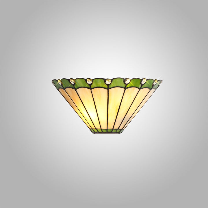 Nelson Lighting NL72429 Umbrian Tiffany Wall Lamp 2 Light Green/Cream/Crystal
