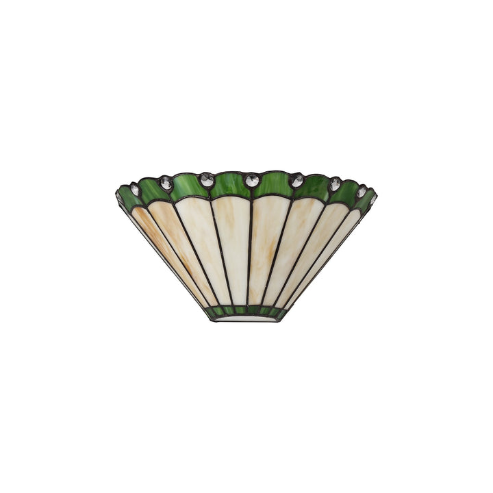 Nelson Lighting NL72429 Umbrian Tiffany Wall Lamp 2 Light Green/Cream/Crystal