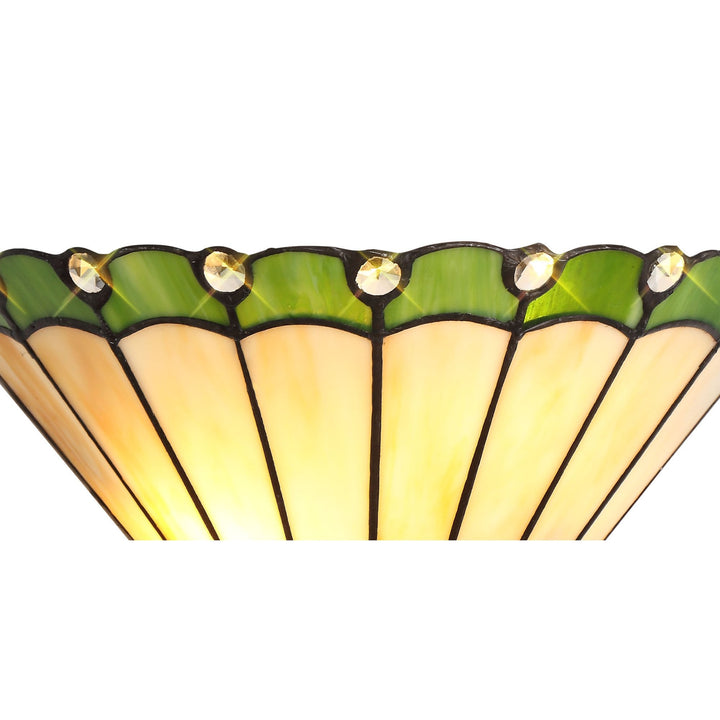 Nelson Lighting NL72429 Umbrian Tiffany Wall Lamp 2 Light Green/Cream/Crystal