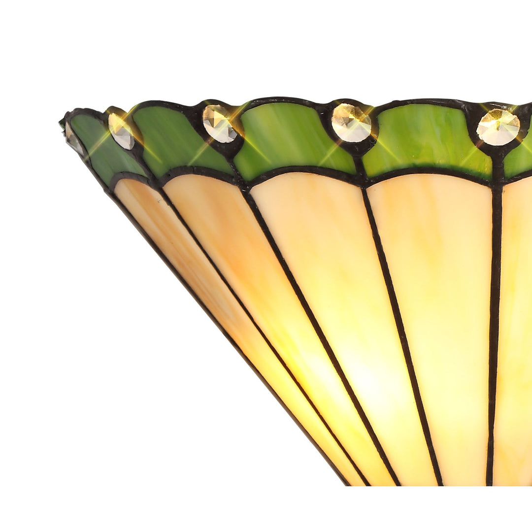 Nelson Lighting NL72429 Umbrian Tiffany Wall Lamp 2 Light Green/Cream/Crystal