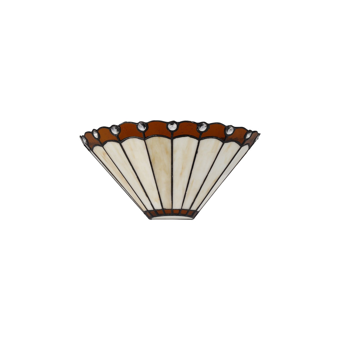 Nelson Lighting NL72459 Umbrian Tiffany Wall Lamp 2 Light Amber/Cream/Crystal