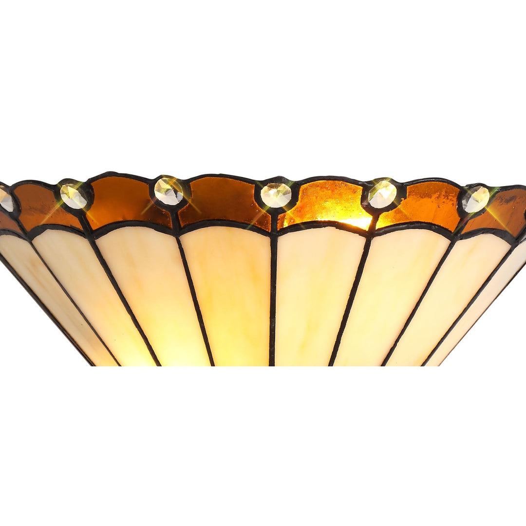 Nelson Lighting NL72459 Umbrian Tiffany Wall Lamp 2 Light Amber/Cream/Crystal