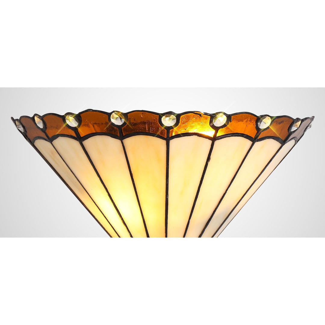 Nelson Lighting NL72459 Umbrian Tiffany Wall Lamp 2 Light Amber/Cream/Crystal