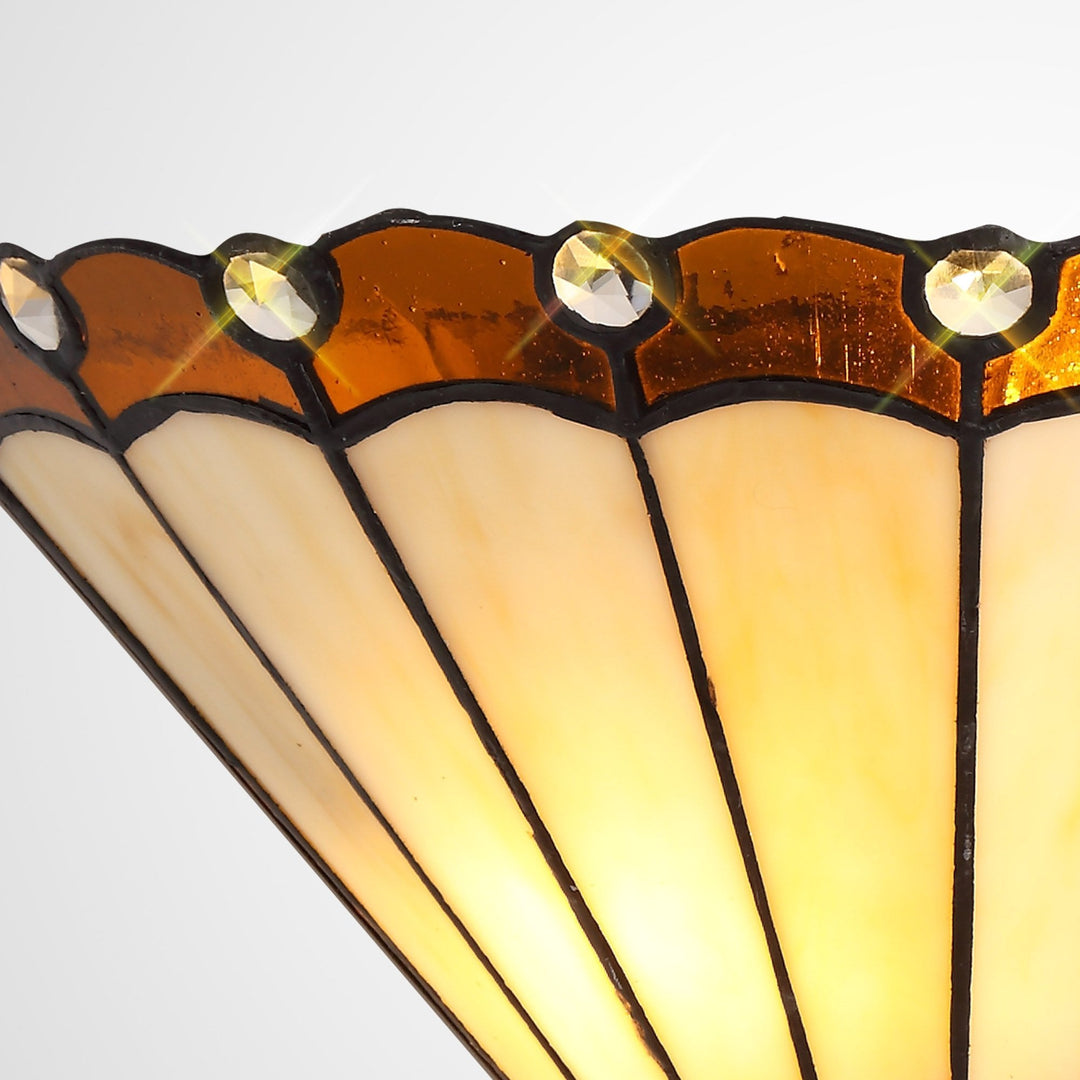 Nelson Lighting NL72459 Umbrian Tiffany Wall Lamp 2 Light Amber/Cream/Crystal