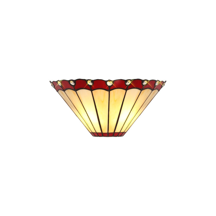 Nelson Lighting NL72489 Umbrian Tiffany Wall Lamp 2 Light Red/Cream/Crystal