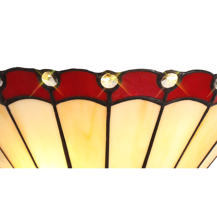 Nelson Lighting NL72489 Umbrian Tiffany Wall Lamp 2 Light Red/Cream/Crystal