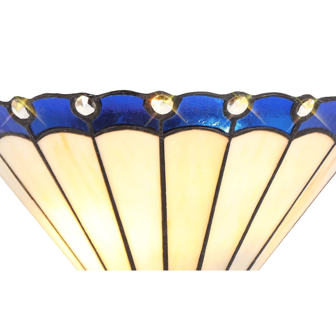 Nelson Lighting NL72519 Umbrian Tiffany Wall Lamp 2 Light Blue/Cream/Crystal