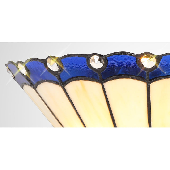 Nelson Lighting NL72519 Umbrian Tiffany Wall Lamp 2 Light Blue/Cream/Crystal