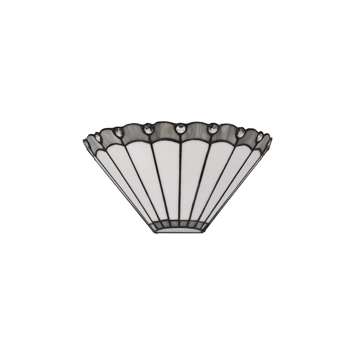 Nelson Lighting NL72549 Umbrian Tiffany Wall Lamp 2 Light Grey/Cream/Crystal